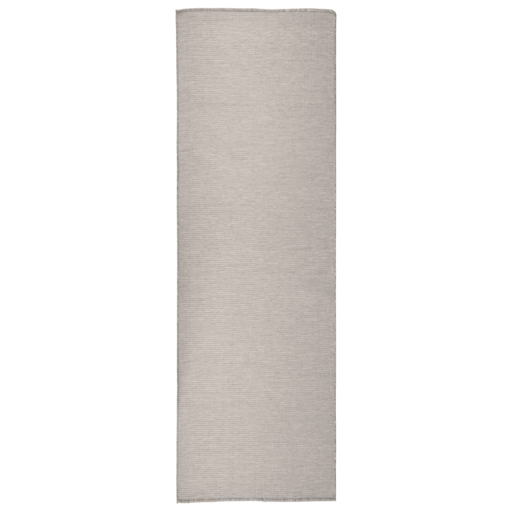 vidaXL Venkovní hladce tkaný koberec 80x250 cm taupe
