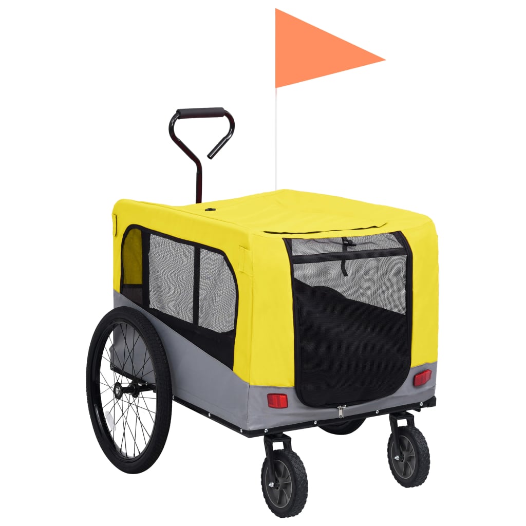 vidaXL Vozík pro psa za kolo a na běhání 2 v 1 žluto-šedý