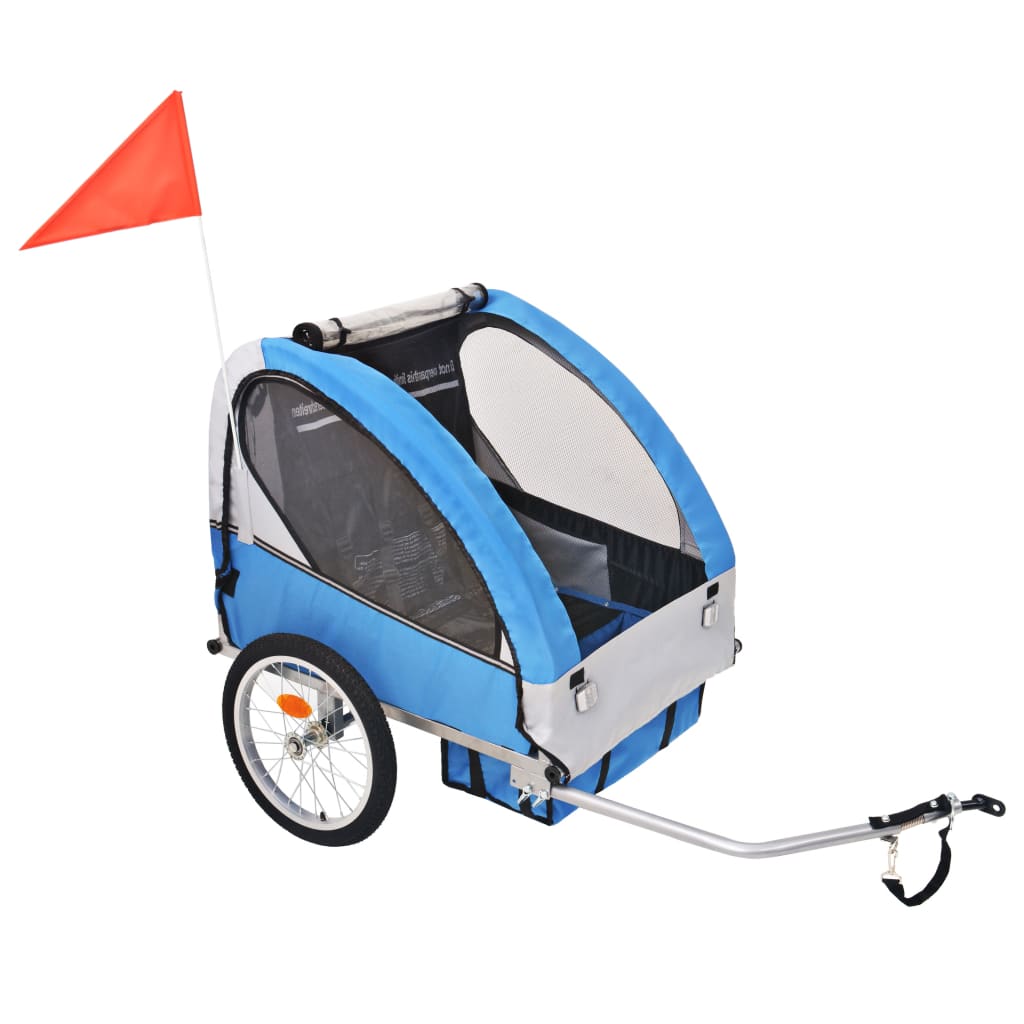 vidaXL Vozík za kolo pro děti šedo-modrý 30 kg