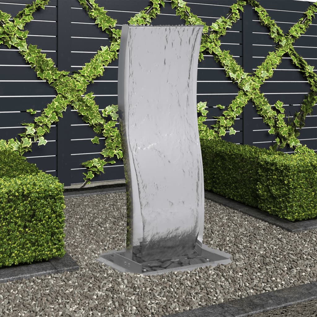 vidaXL Zahradní fontána s čerpadlem nerezová ocel 90 cm zaoblená