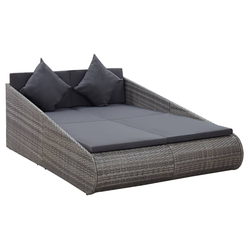 vidaXL Zahradní postel šedá 200 x 139 cm polyratan