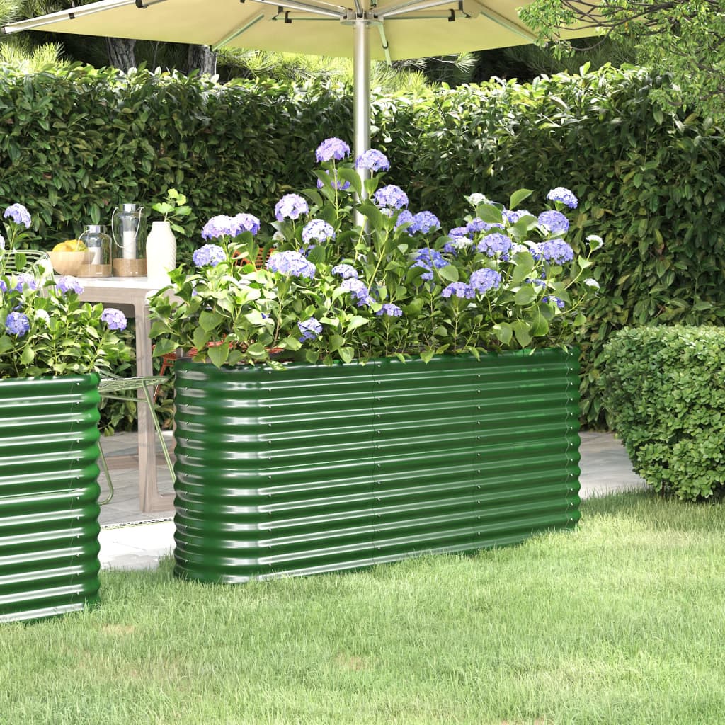 vidaXL Zahradní truhlík práškově lakovaná ocel 152 x 40 x 68 cm zelený