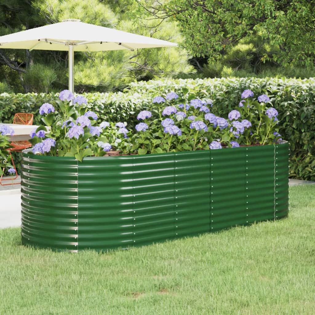 vidaXL Zahradní truhlík práškově lakovaná ocel 249x100x68 cm zelený