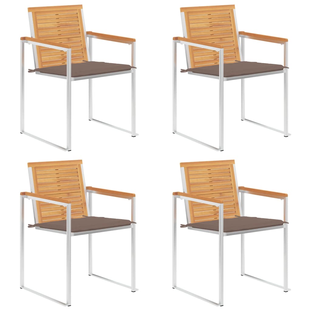 vidaXL Zahradní židle 4 ks s poduškami masivní teakové dřevo