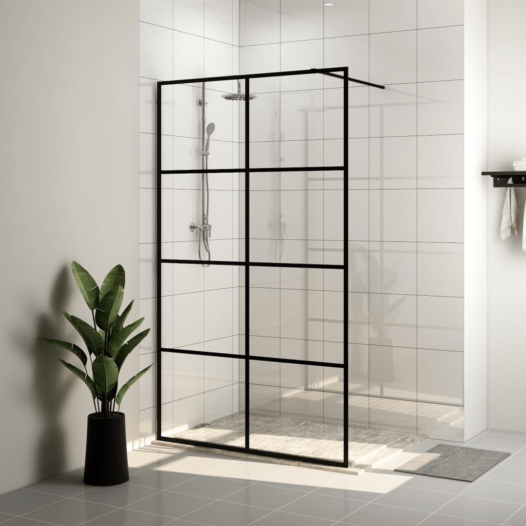 vidaXL Zástěna do průchozí sprchy čiré ESG sklo 100 x 195 cm černá