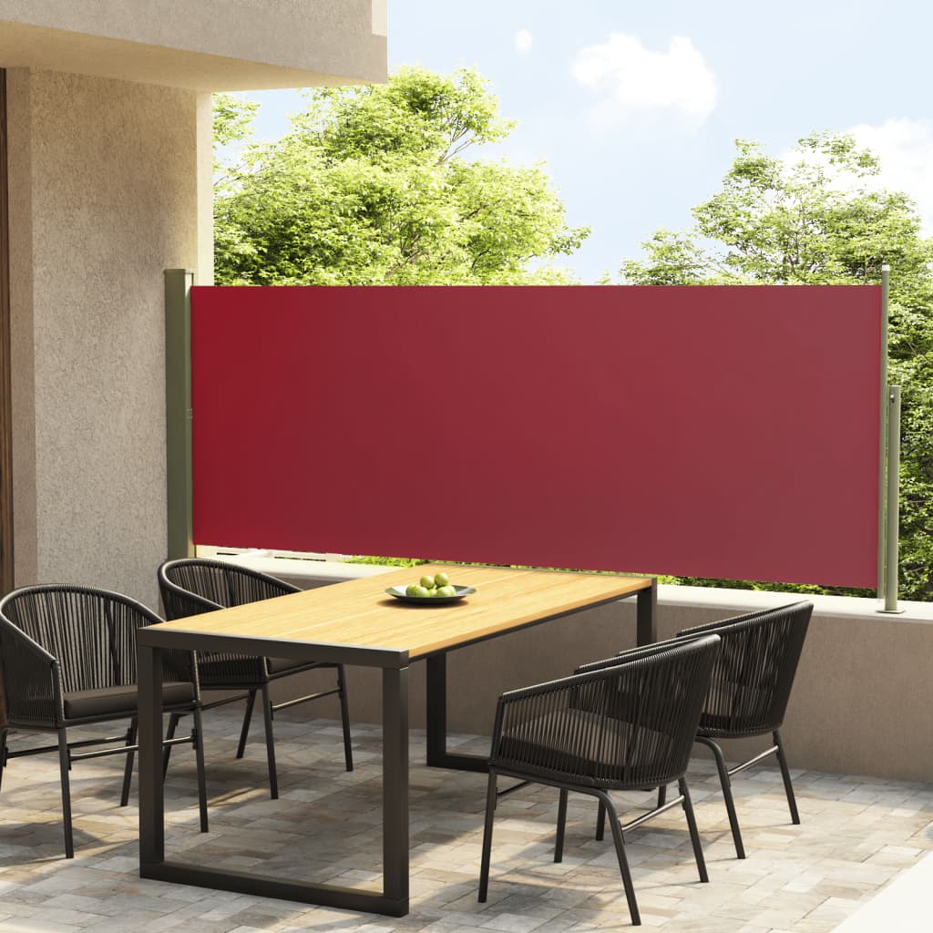 vidaXL Zatahovací boční markýza/zástěna na terasu 117 x 300 cm červená