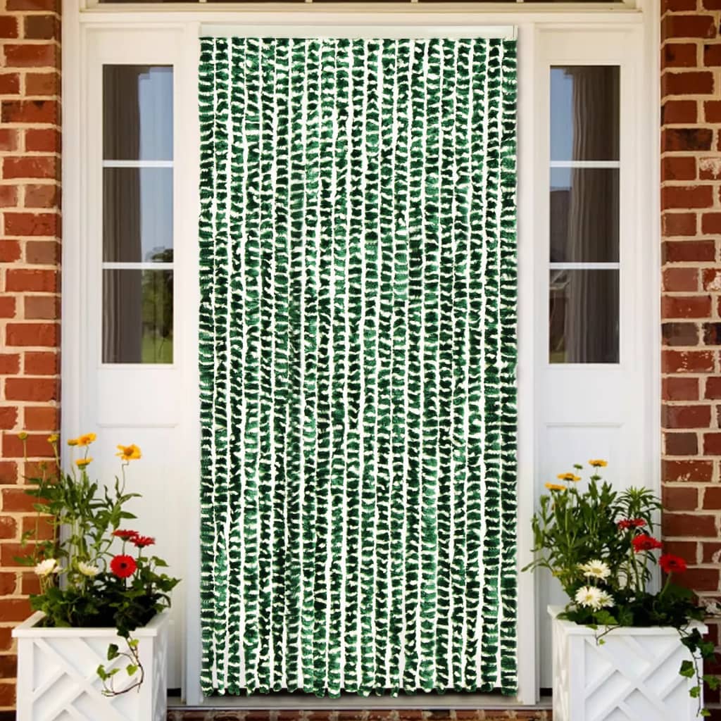 vidaXL Závěs proti hmyzu zeleno-bílý 56 x 185 cm Chenille