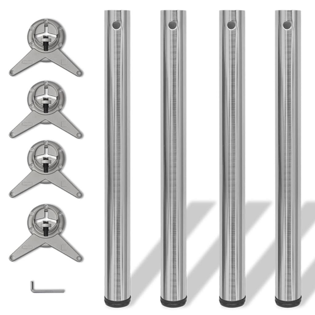 vidaXL 242136 4 Height Adjustable Table Legs Brushed Nickel 710 mm