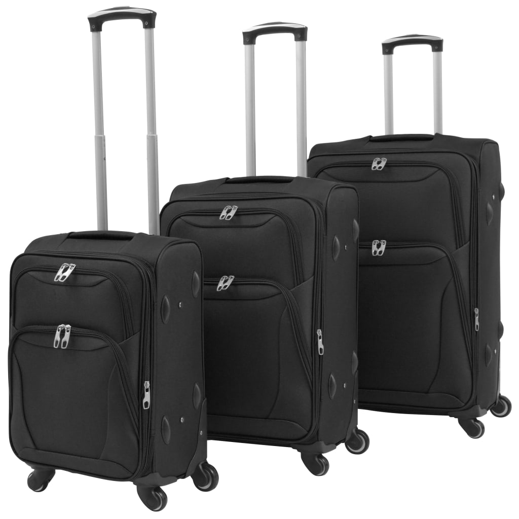vidaXL 3dílná souprava měkkých kufrů na kolečkách