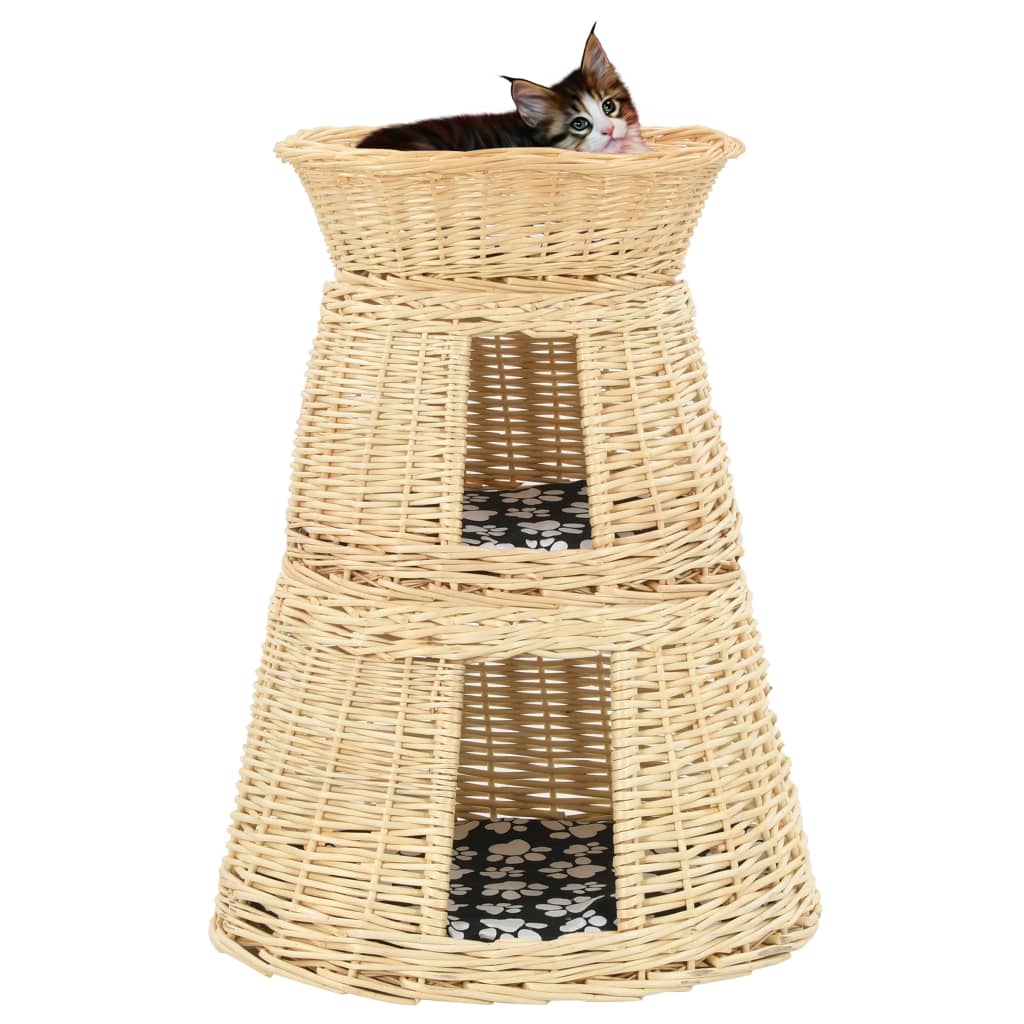 vidaXL 3dílný pelíšek pro kočky s poduškami 47x34x60 cm přírodní vrba