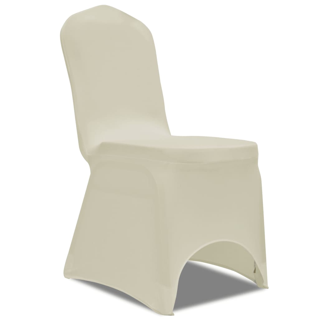 vidaXL 50 ks krémové strečové potahy na židle