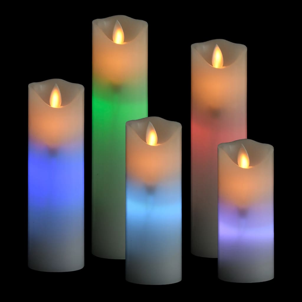 vidaXL 5dílná sada elektrických LED svíček s ovladačem barevná