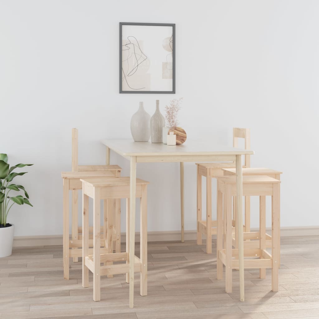 vidaXL 6dílná sada barových židlí masivní borové dřevo