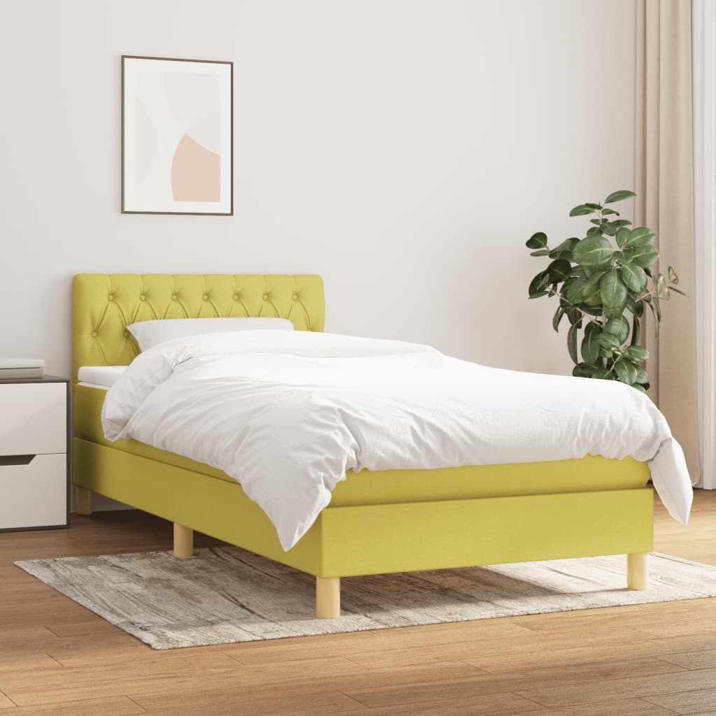 vidaXL Box spring postel s matrací zelená 90x190 cm textil