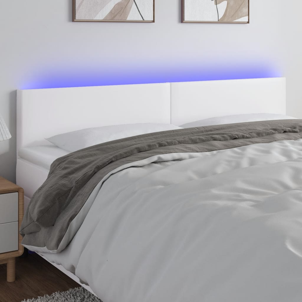 vidaXL Čelo postele s LED bílé 200x5x78/88 cm umělá kůže