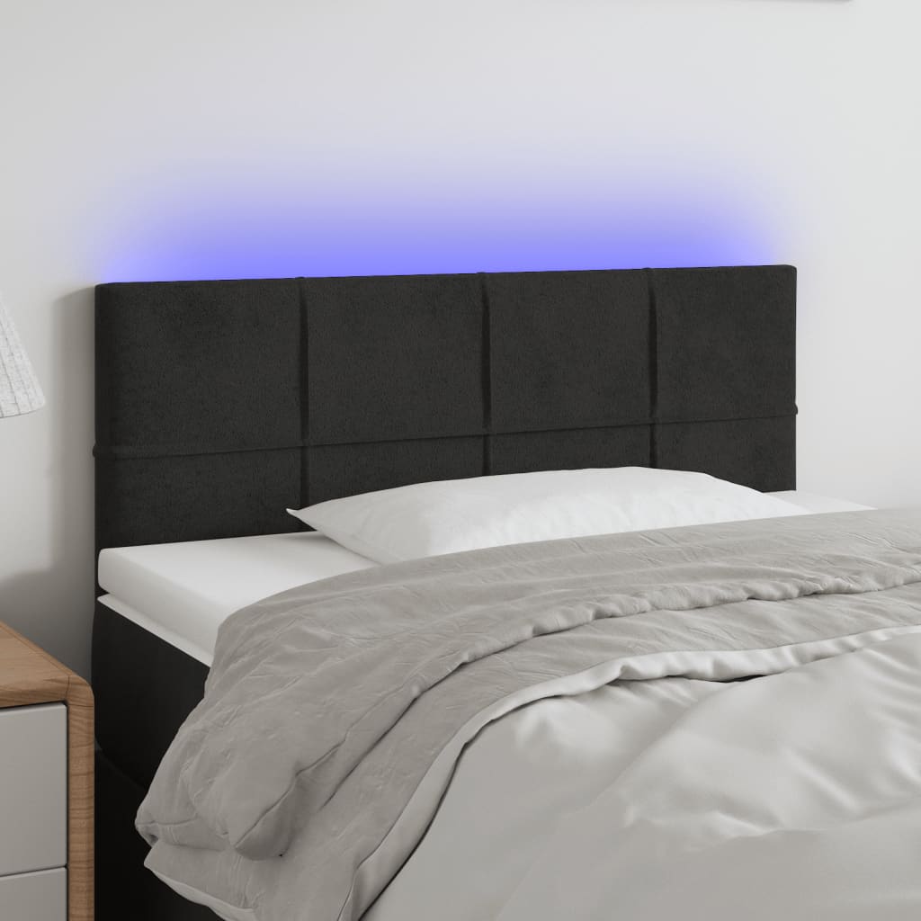 vidaXL Čelo postele s LED černé 100x5x78/88 cm samet