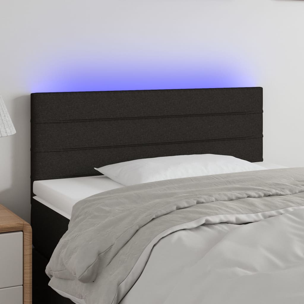 vidaXL Čelo postele s LED černé 100x5x78/88 cm textil