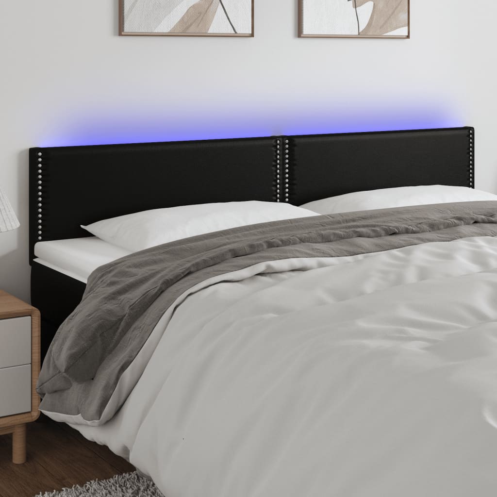 vidaXL Čelo postele s LED černé 160x5x78/88 cm umělá kůže