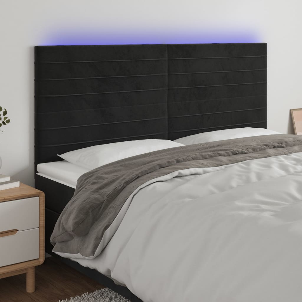 vidaXL Čelo postele s LED černé 200x5x118/128 cm samet