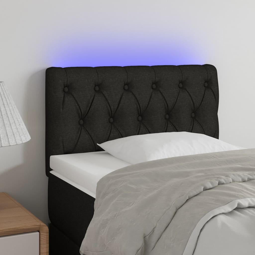 vidaXL Čelo postele s LED černé 80 x 7 x 78/88 cm textil