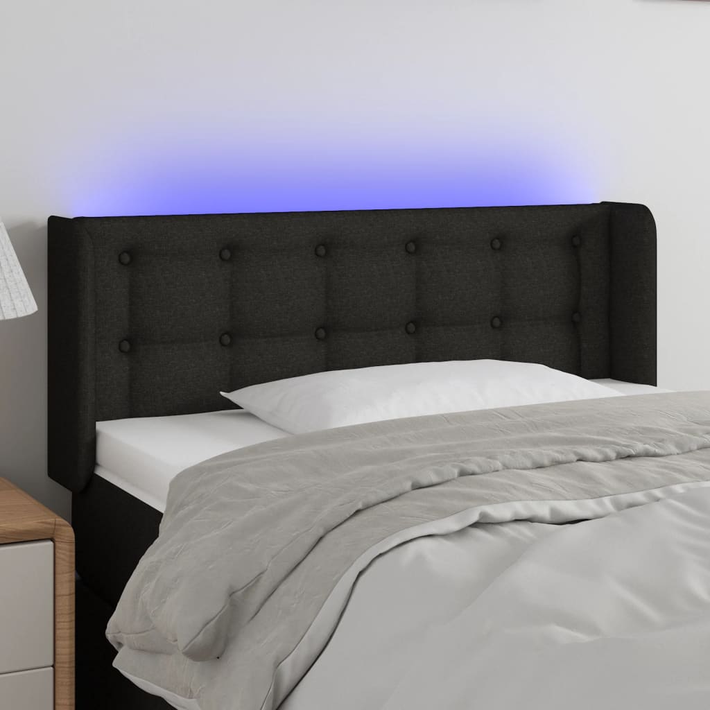 vidaXL Čelo postele s LED černé 83 x 16 x 78/88 cm textil