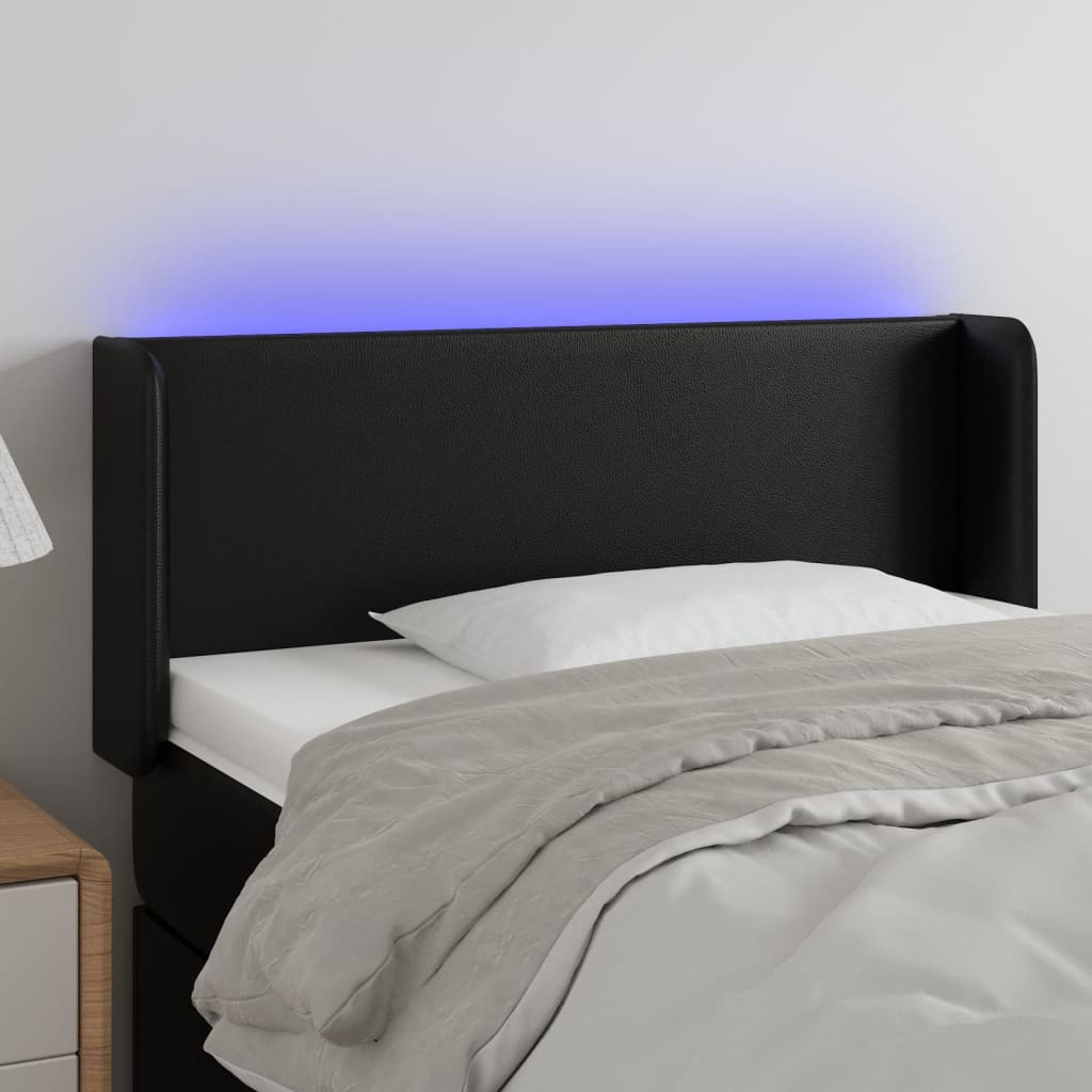 vidaXL Čelo postele s LED černé 83 x 16 x 78/88 cm umělá kůže