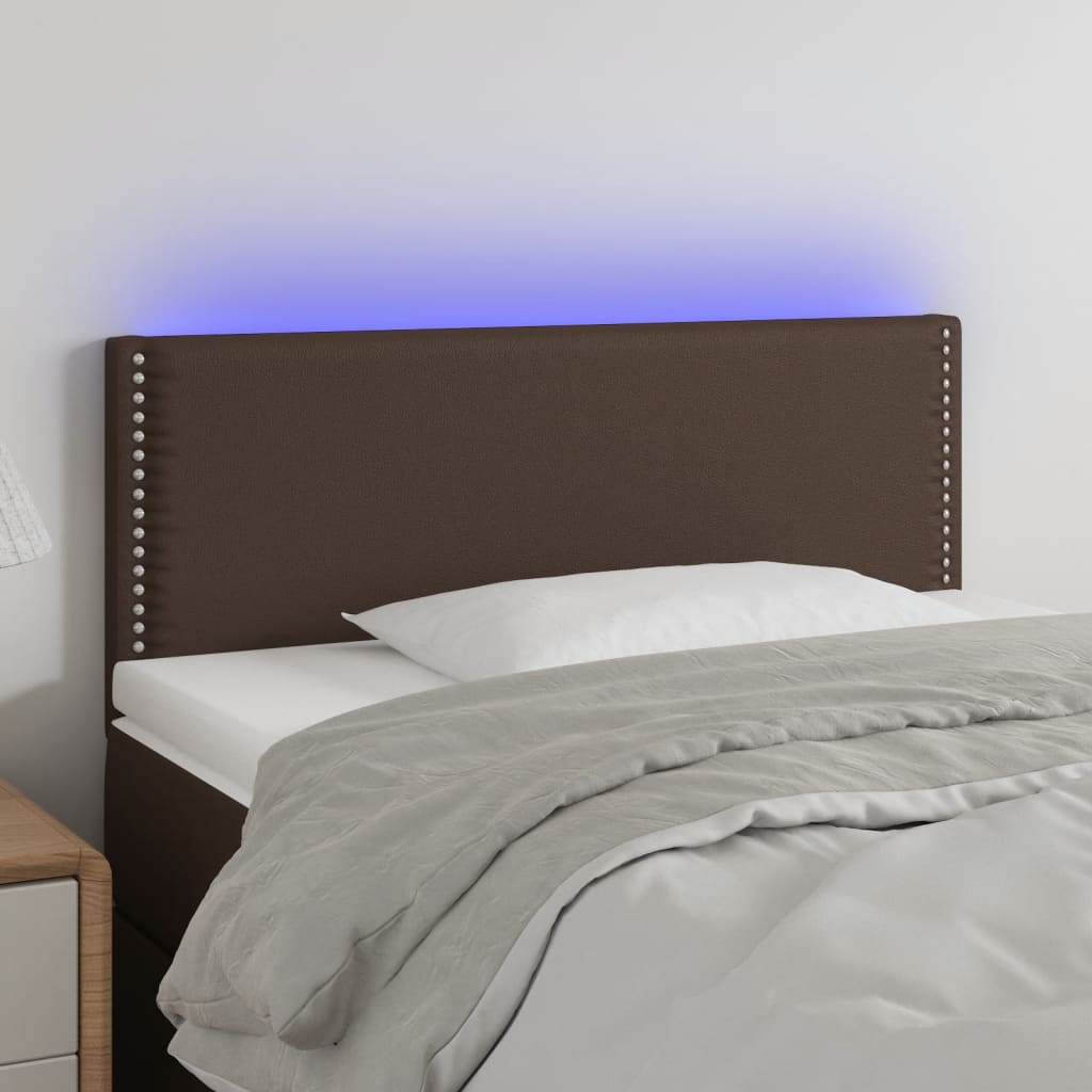 vidaXL Čelo postele s LED hnědé 100x5x78/88 cm umělá kůže