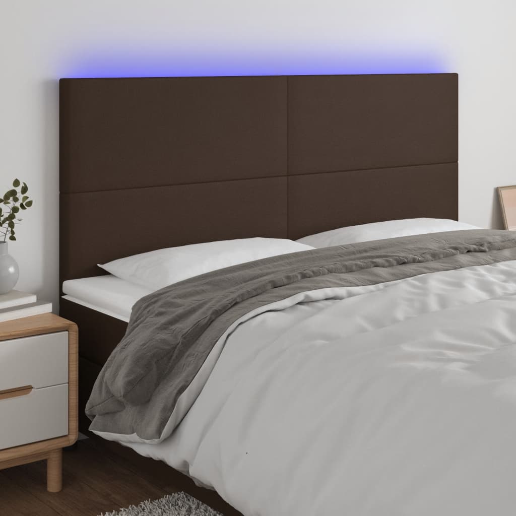 vidaXL Čelo postele s LED hnědé 200x5x118/128 cm umělá kůže