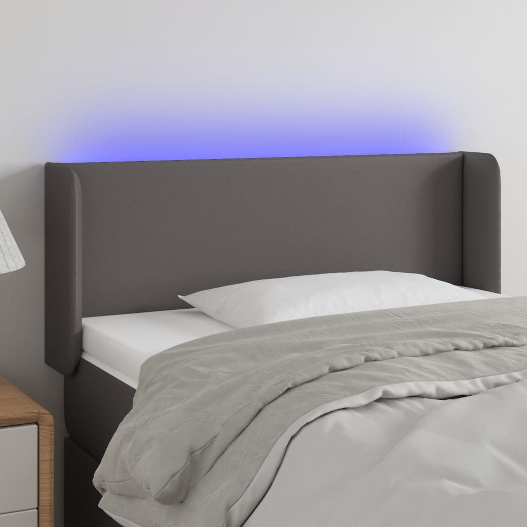 vidaXL Čelo postele s LED šedé 103 x 16 x 78/88 cm umělá kůže