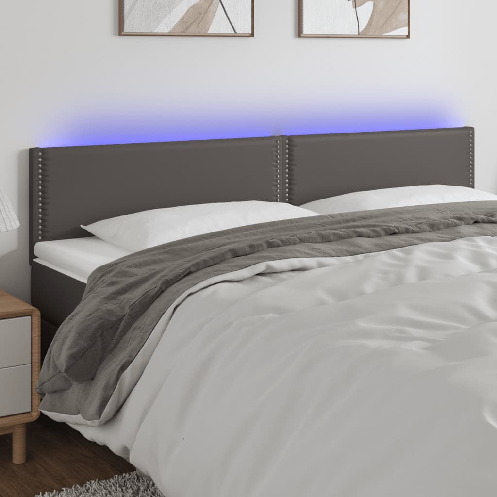 vidaXL Čelo postele s LED šedé 160x5x78/88 cm umělá kůže