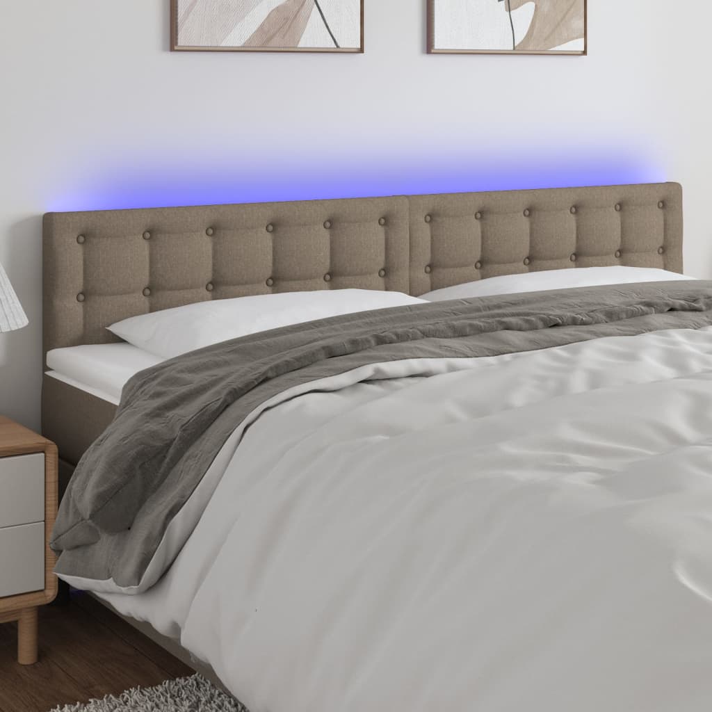 vidaXL Čelo postele s LED taupe 160x5x78/88 cm textil