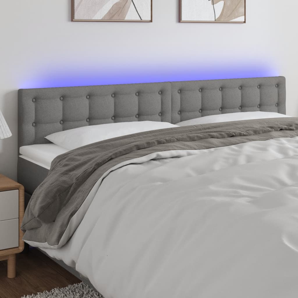 vidaXL Čelo postele s LED tmavě šedé 160x5x78/88 cm textil