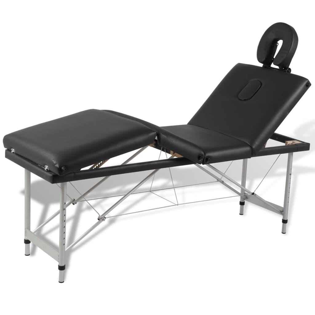 vidaXL Černý skládací masážní stůl se 4 zónami a hliníkový rám