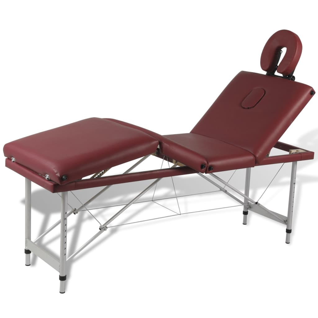 vidaXL Červený skládací masážní stůl se 4 zónami a hliníkový rám