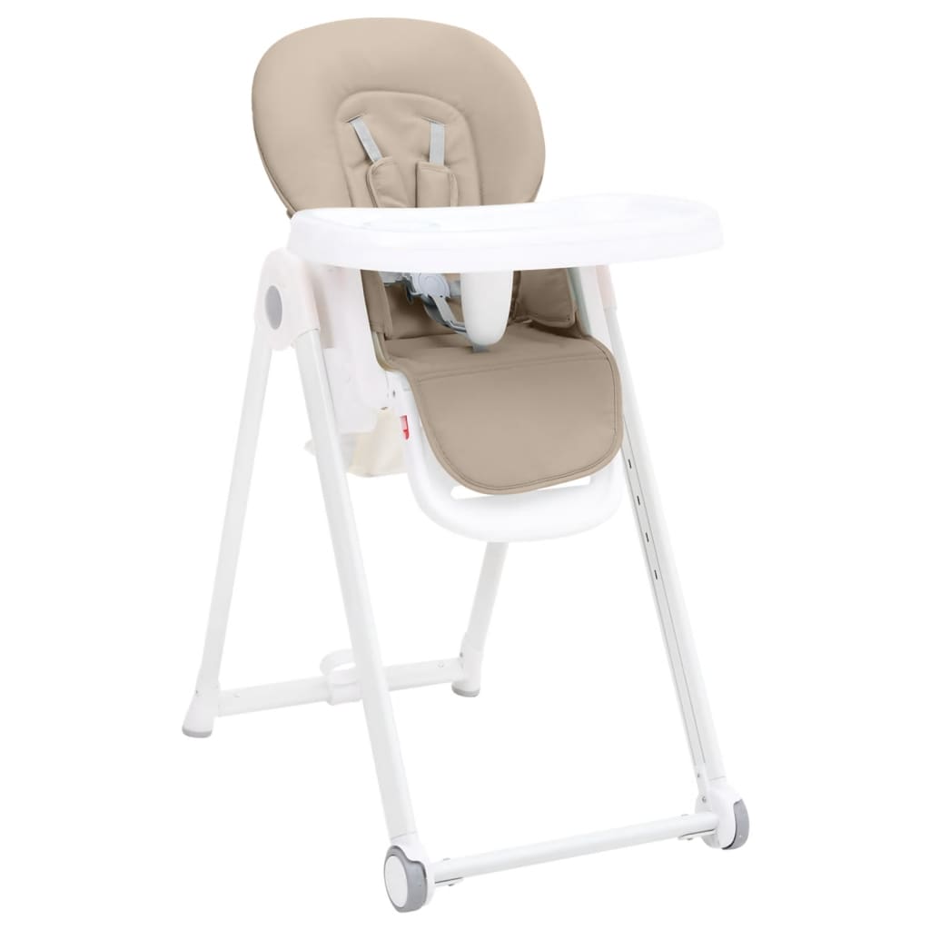 vidaXL Dětská jídelní židlička béžová hliník