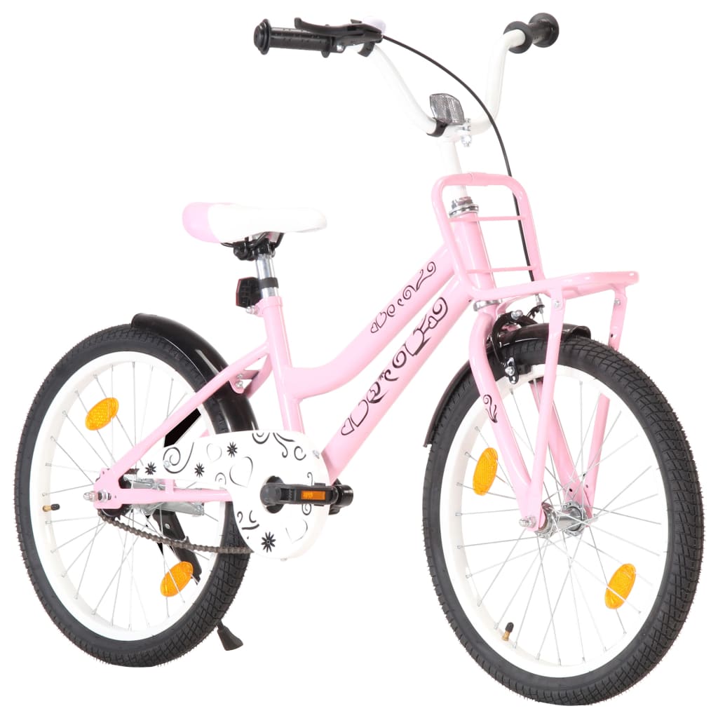 vidaXL Dětské kolo s předním nosičem 20'' růžovo-černé