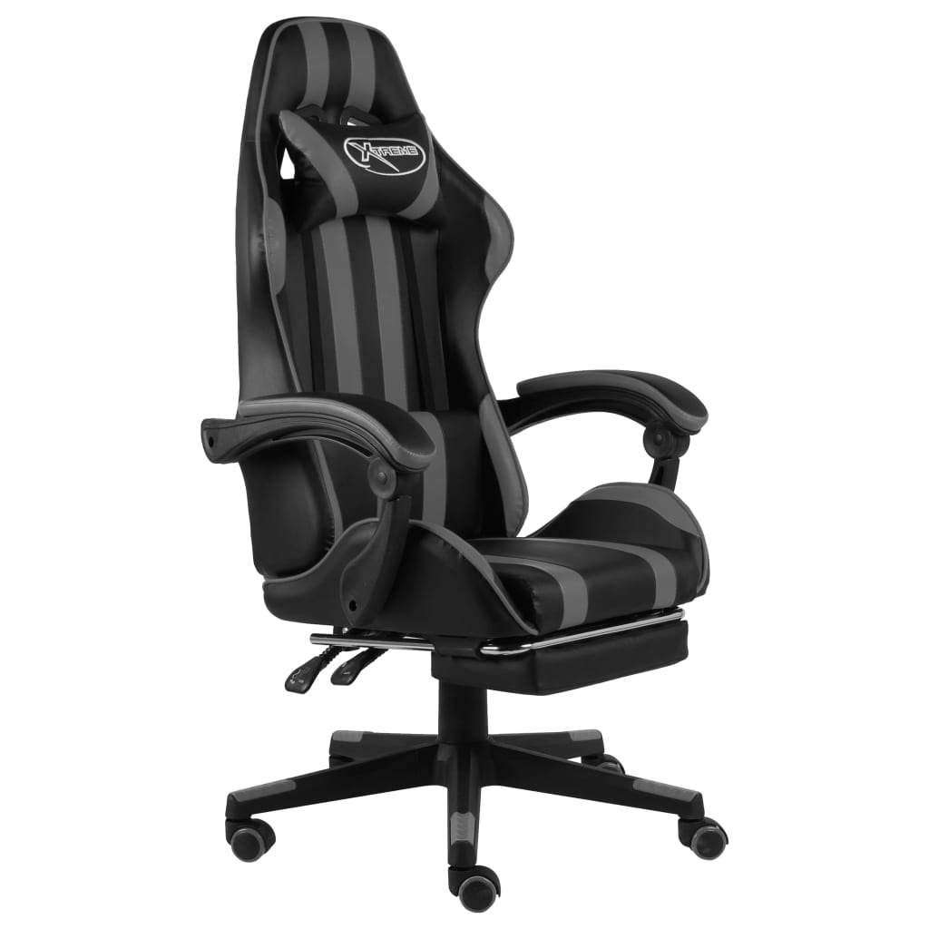 vidaXL Herní židle s podnožkou černo-šedá umělá kůže