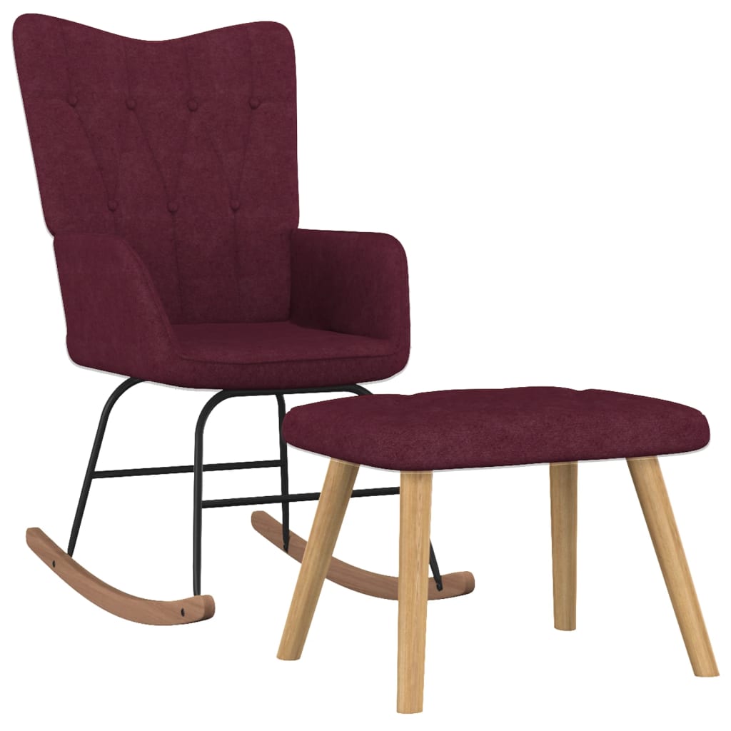 vidaXL Houpací křeslo se stoličkou fialové textil