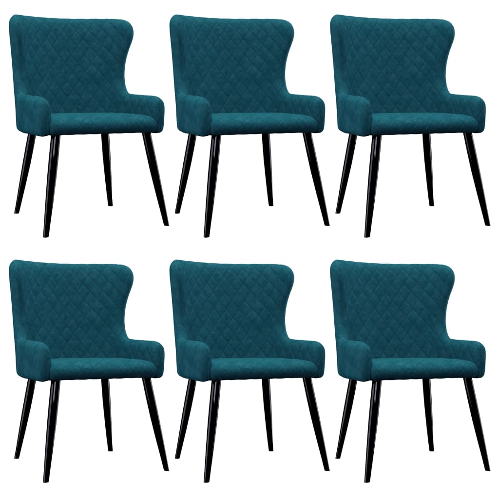 vidaXL Jídelní židle 6 ks modré samet