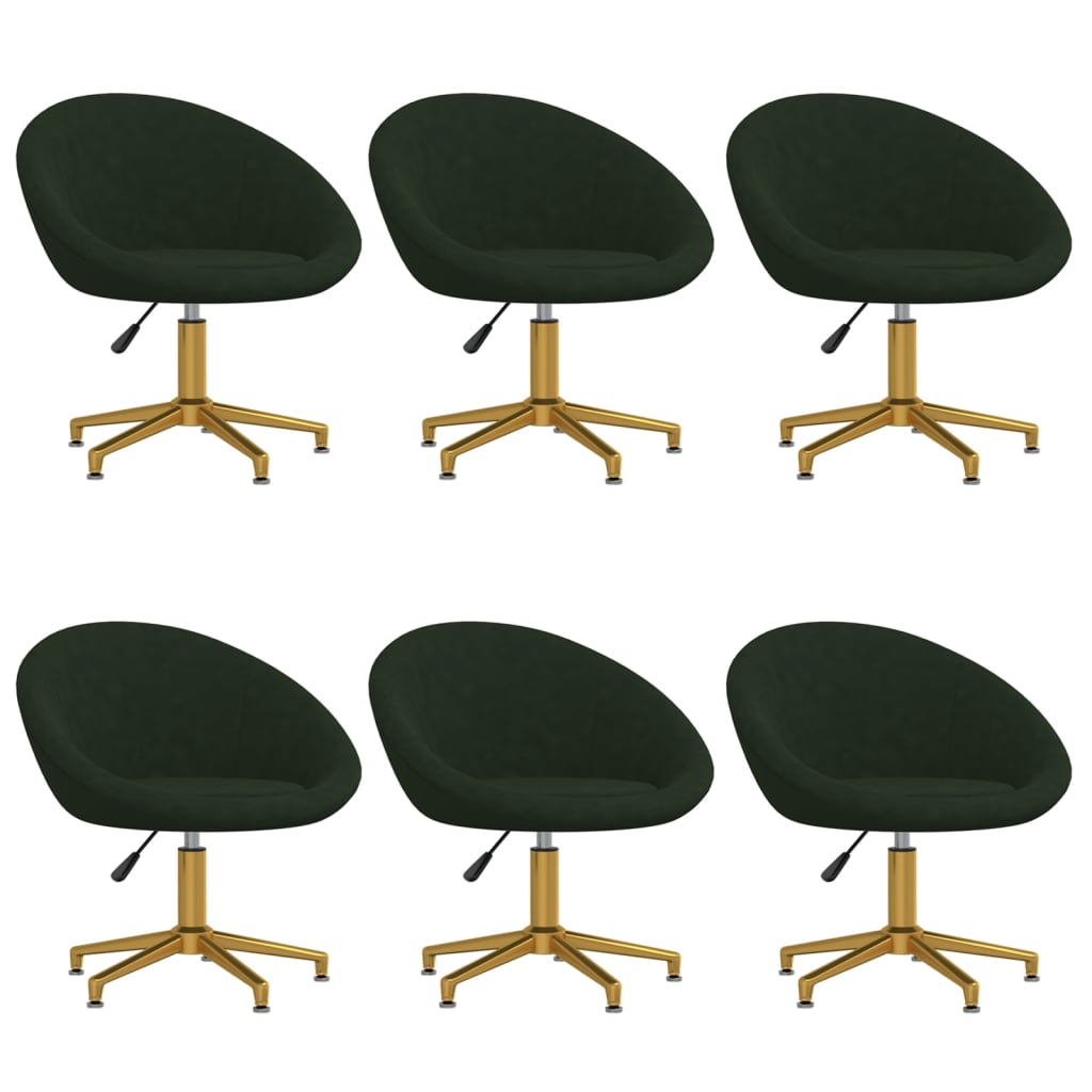 vidaXL Jídelní židle 6 ks tmavě zelené samet