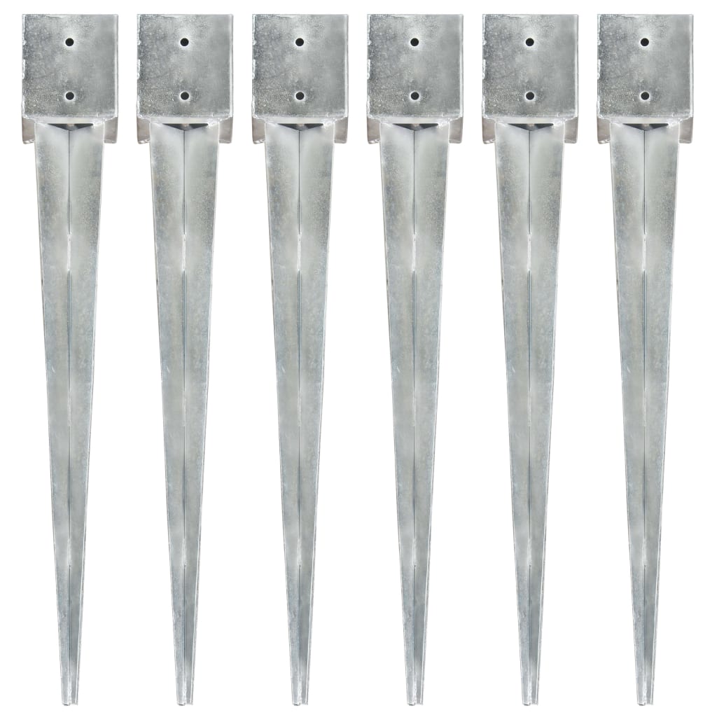 vidaXL Kotvící hroty 6 ks stříbrné 12 x 12 x 89 cm pozinkovaná ocel