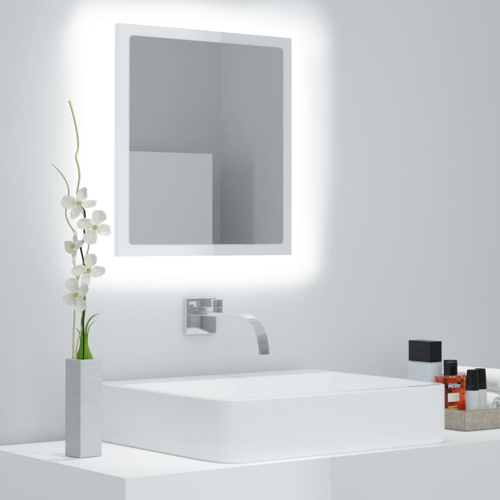 vidaXL Koupelnové zrcadlo LED bílé s leskem 40x10
