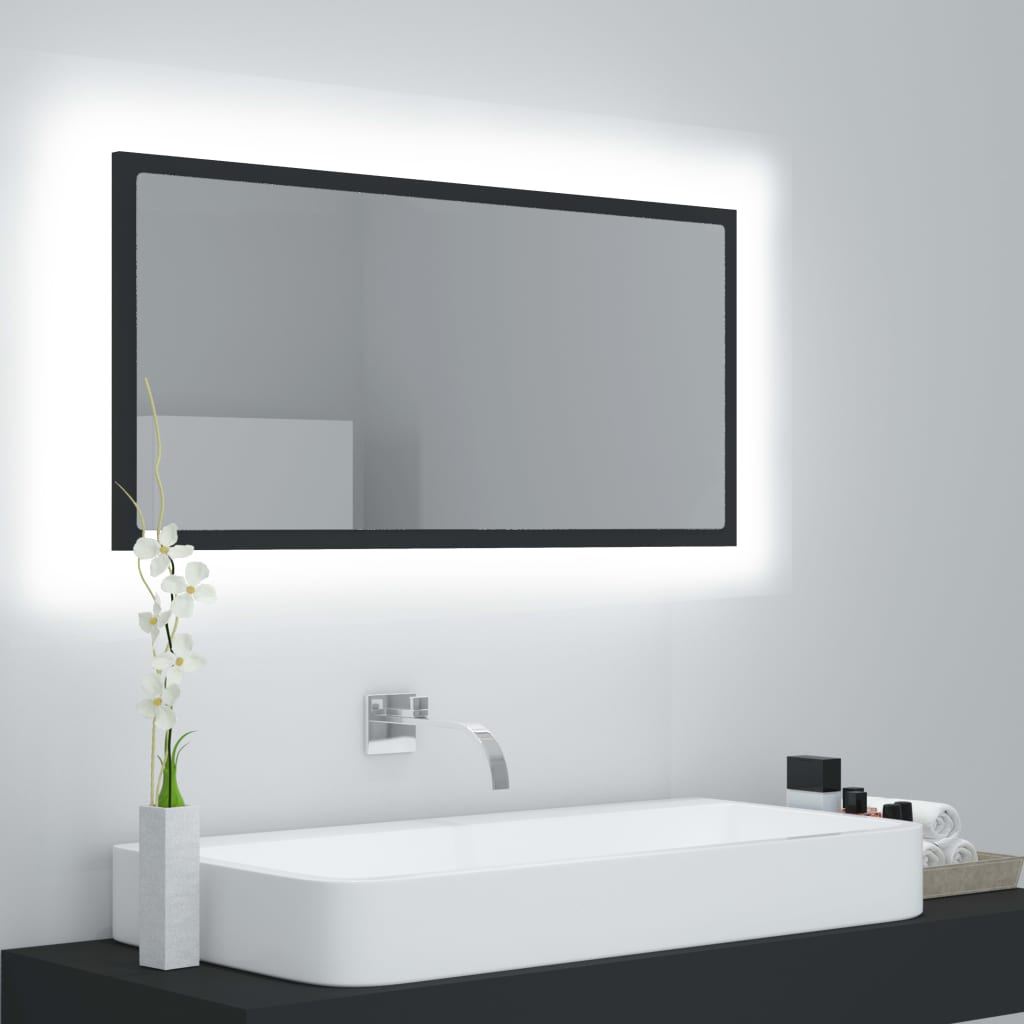 vidaXL Koupelnové zrcadlo LED šedé 90 x 8