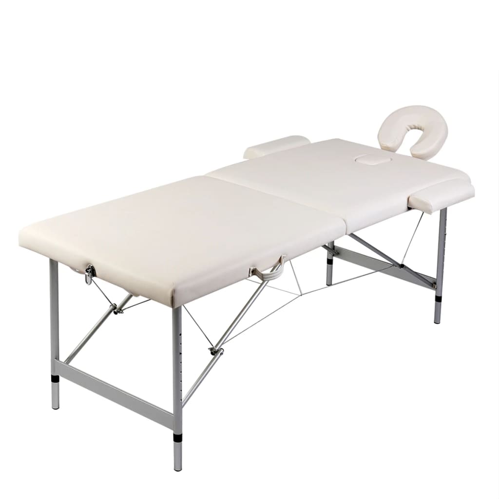 vidaXL Krémově bílý masážní stůl 2 zóny s hliníkovým rámem