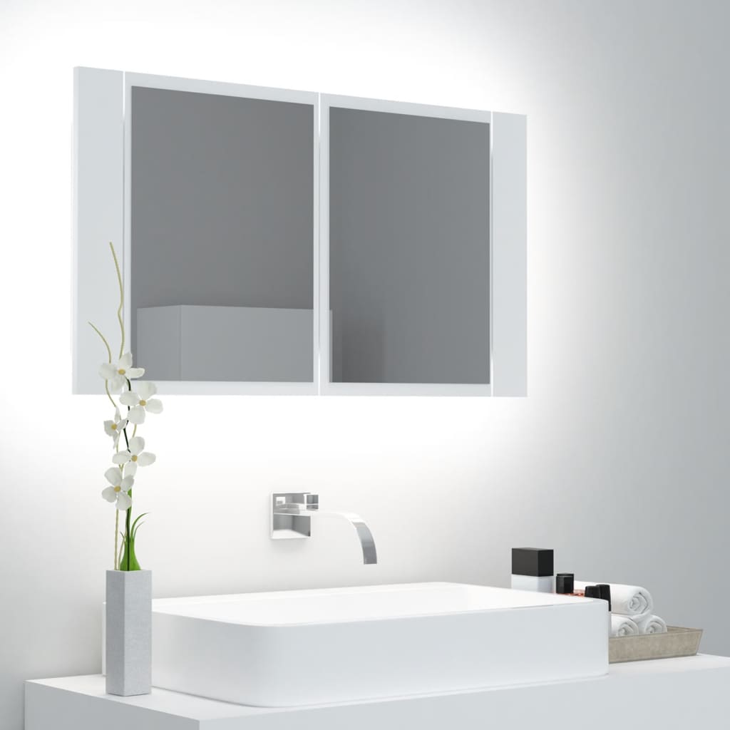vidaXL LED koupelnová skřínka se zrcadlem bílá 80x12x45 cm