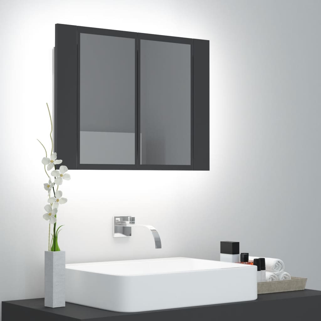 vidaXL LED koupelnová skřínka se zrcadlem šedá 60 x 12 x 45 cm