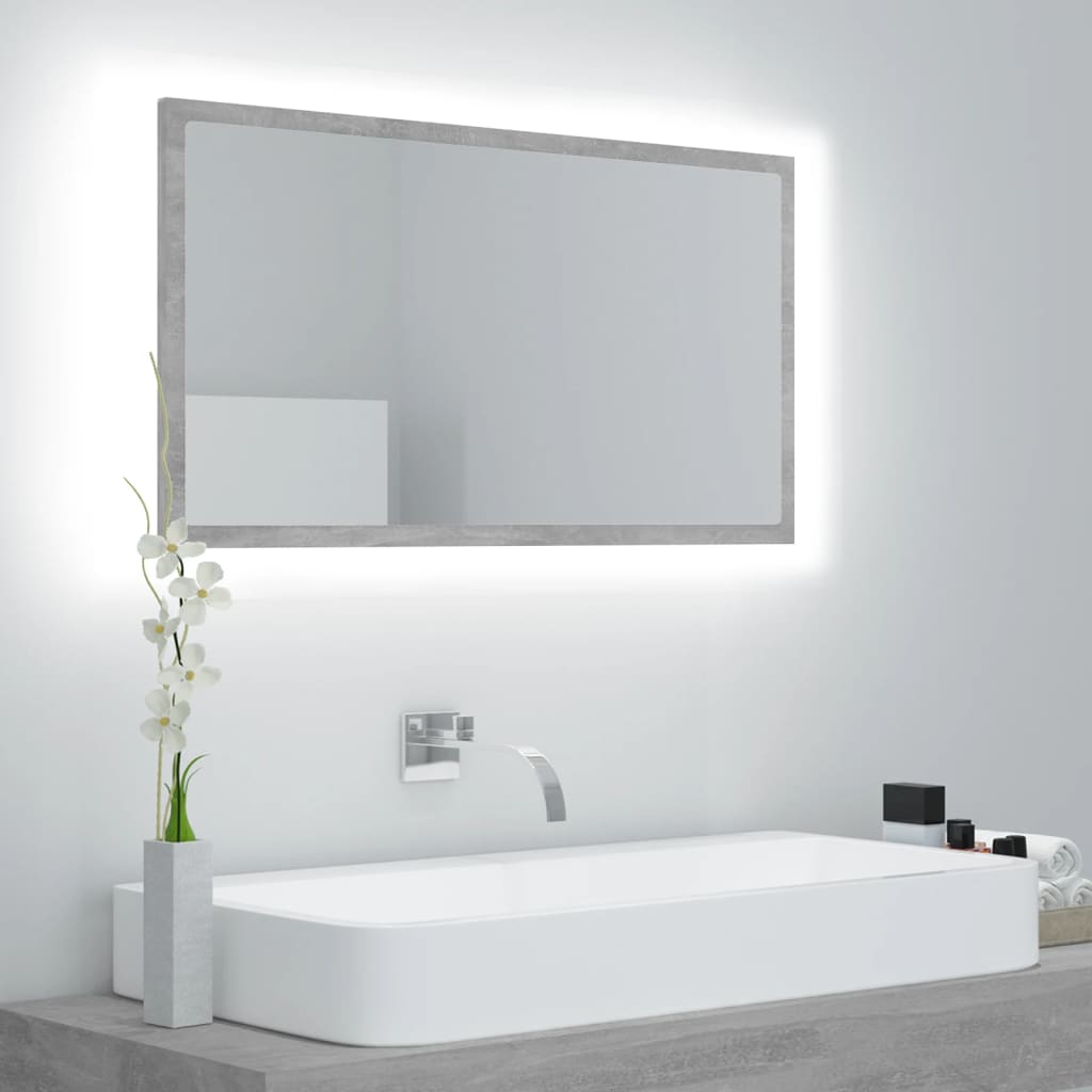 vidaXL LED koupelnové zrcadlo betonově šedé 80x8