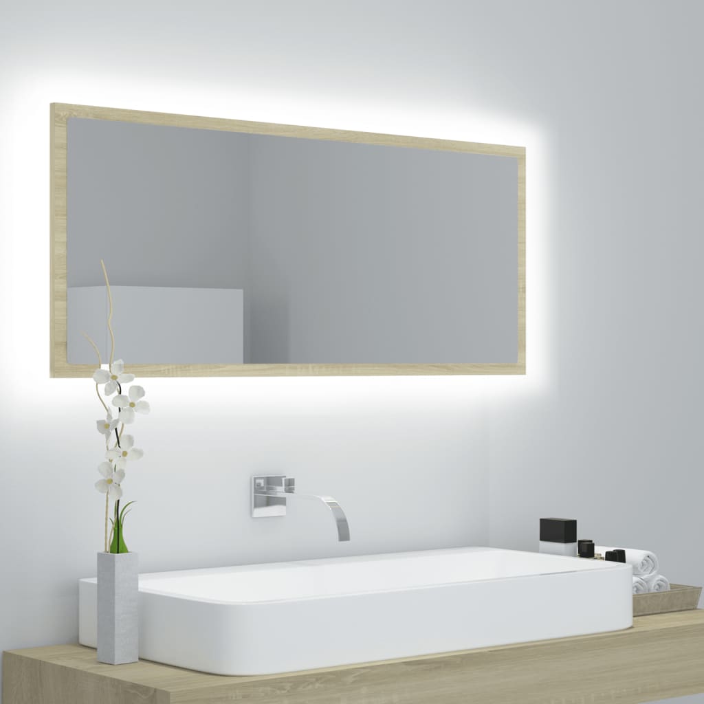 vidaXL LED koupelnové zrcadlo dub sonoma 100 x 8