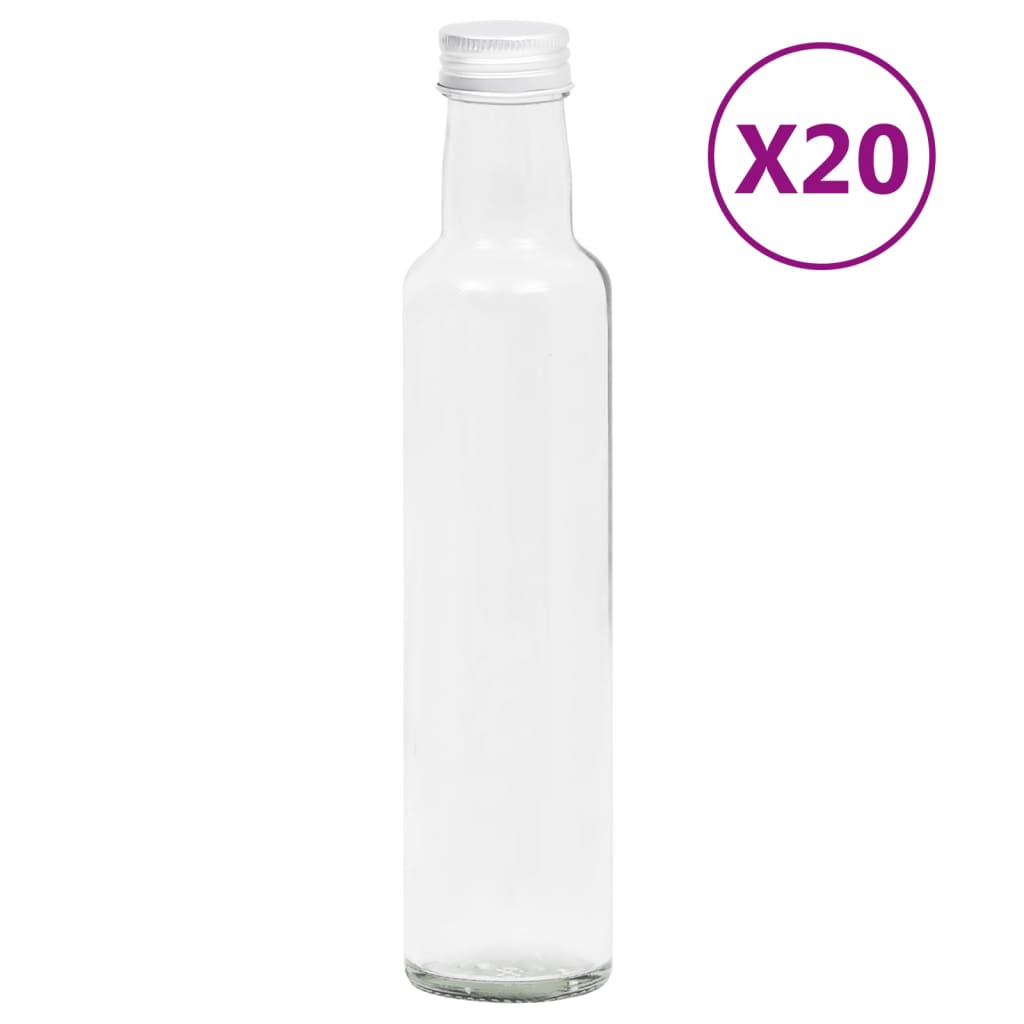 vidaXL Malé skleněné láhve 260 ml se šroubovým uzávěrem 20 ks