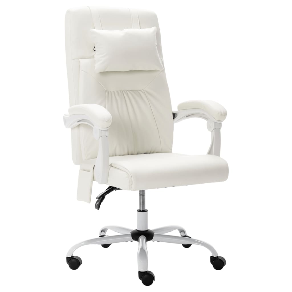 vidaXL Masážní kancelářská židle bílá umělá kůže